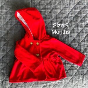 Baby Girl Red Fleece Skirted Coat
